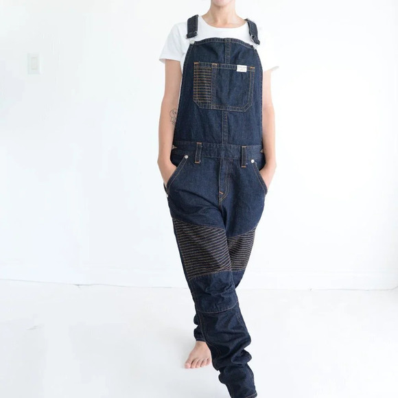True Religion Dark Wash Blue  100% Cotton Denim Overalls Med - Picture 3 of 15